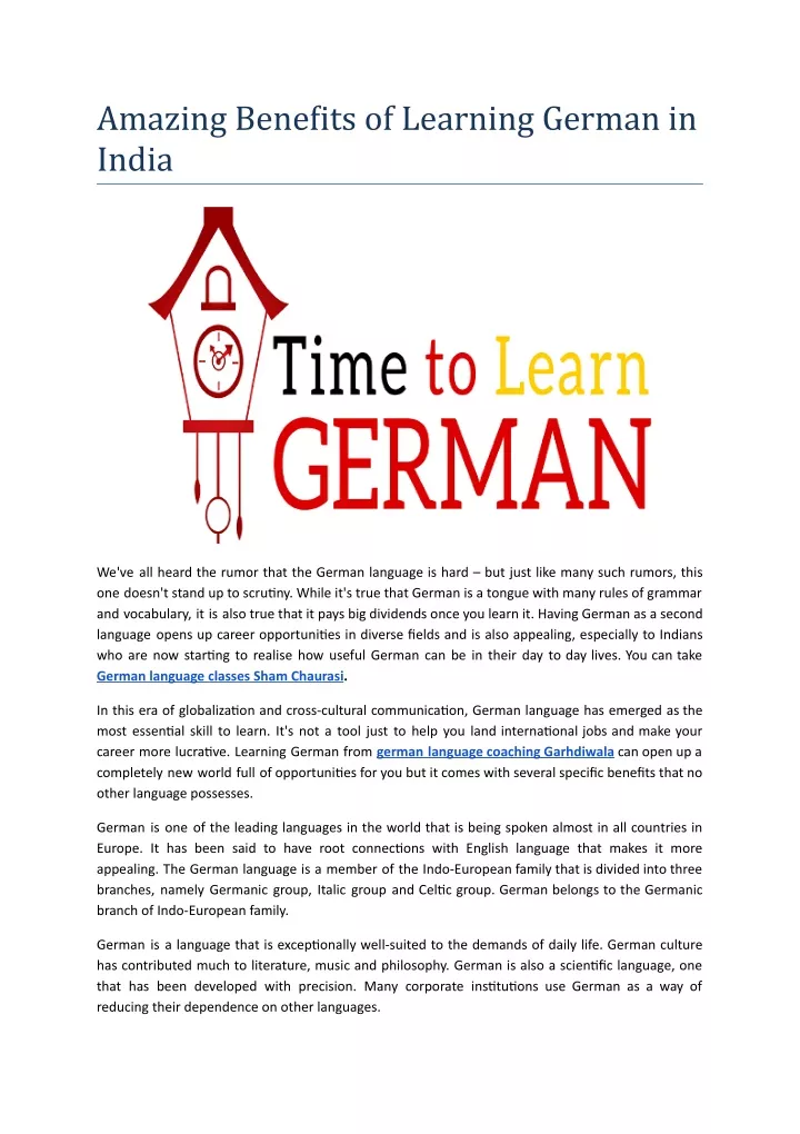 amazing bene its of learning german in india