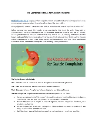 Bio Combination No 25 for Gastric Complaints