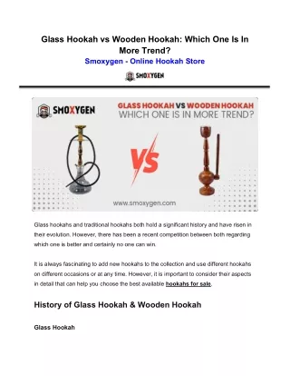 Glass Hookah vs Wooden Hookah: Which One Is In More Trend?