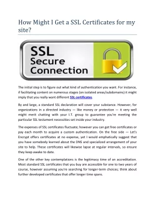 How Might I Get a SSL Certificates for my site