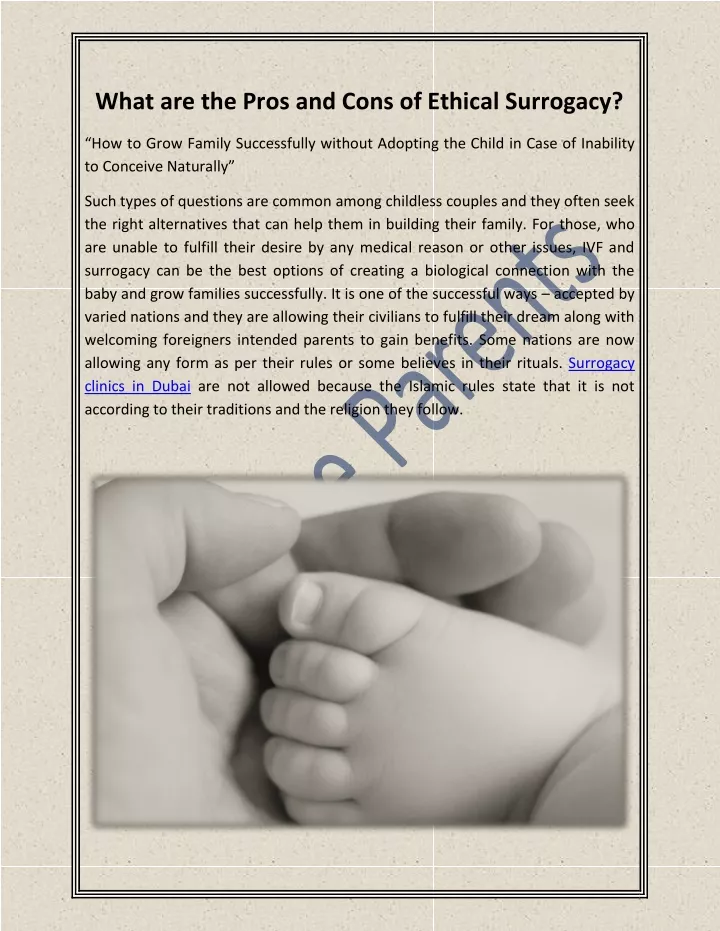 what are the pros and cons of ethical surrogacy