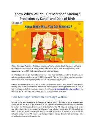Know When Will You Get Married Marriage Prediction by Kundli and Date of Birth (1)