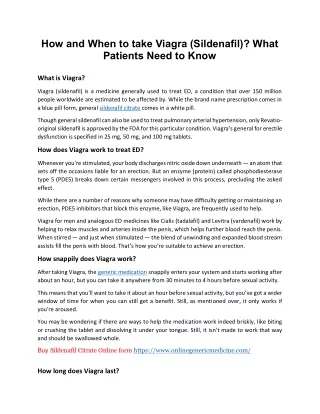 how and when to take viagra sildenafil what