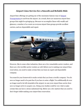 Airport Limo Service for a Smooth and Reliable Ride