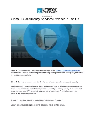 Cisco IT Consultancy Services Provider In The UK