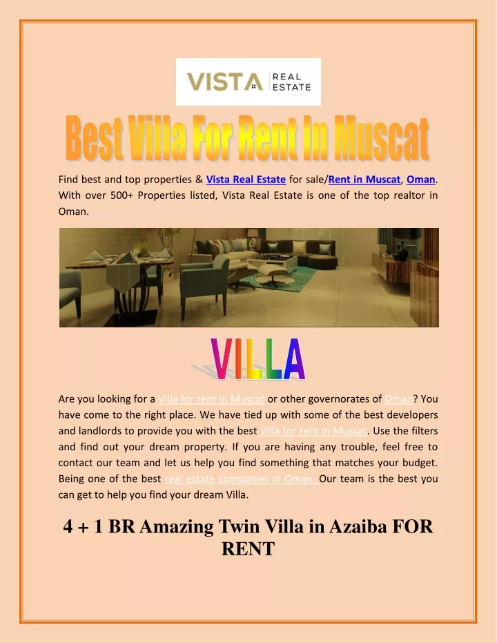 find best and top properties vista real estate