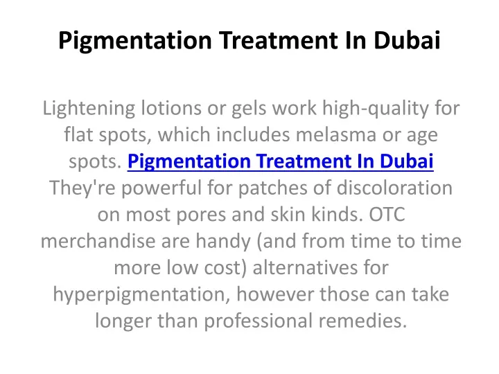 pigmentation treatment in dubai