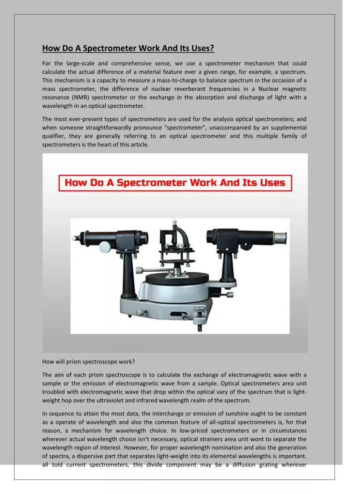 how do a spectrometer work and its uses