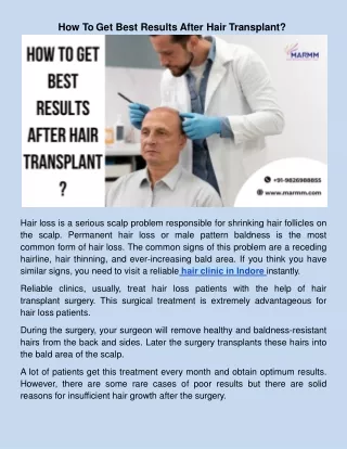 how to get best results after hair transplant