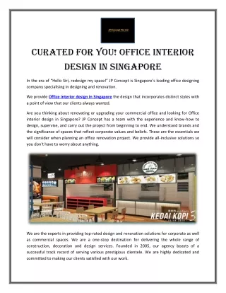 Curated for you! Office interior design in Singapore