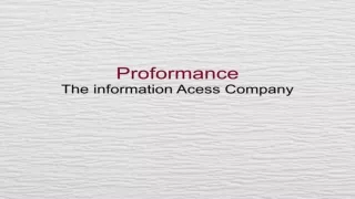 Proformance- The Information Access Company