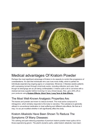 Medical advantages Of Kratom Powder