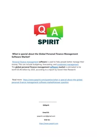 what is special about the global personal finance