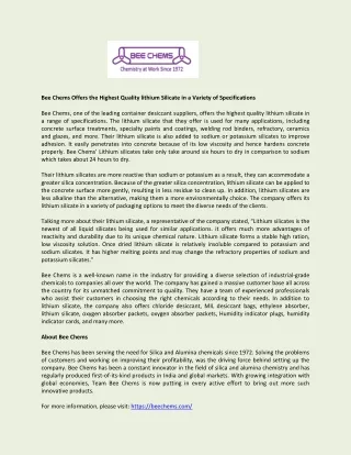 Buy Lithium Silicate - Bee Chems