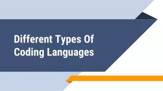 Different Types Of Coding Languages