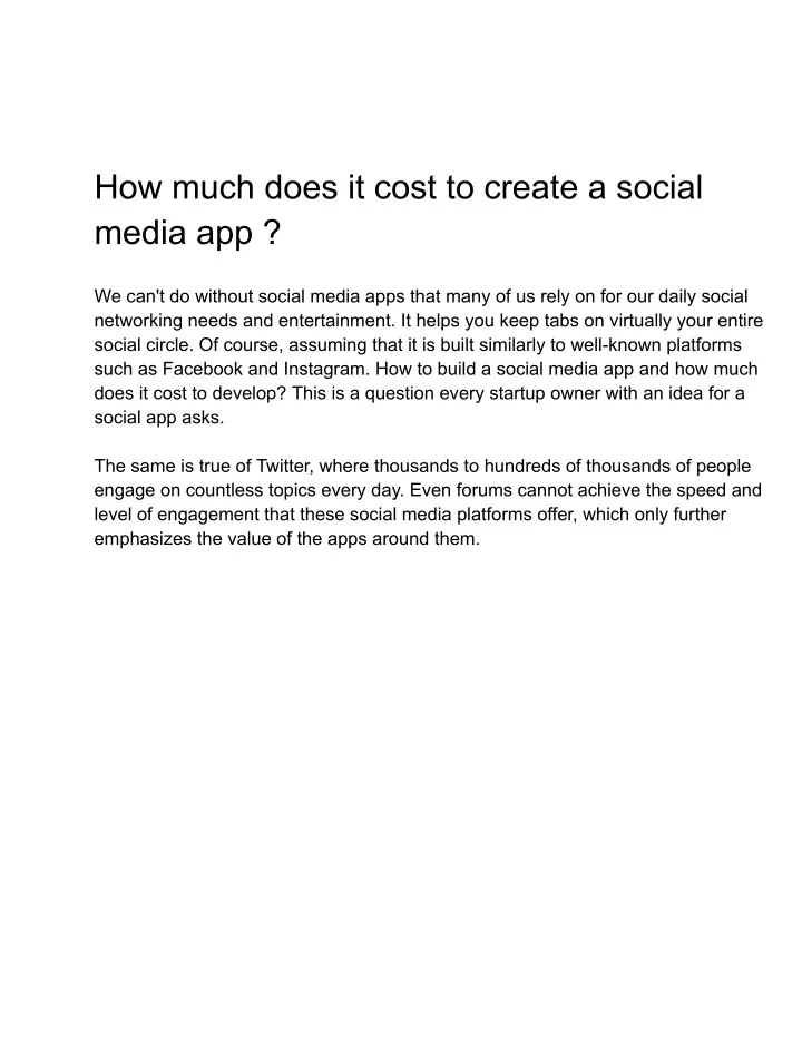 how much does it cost to create a social media app