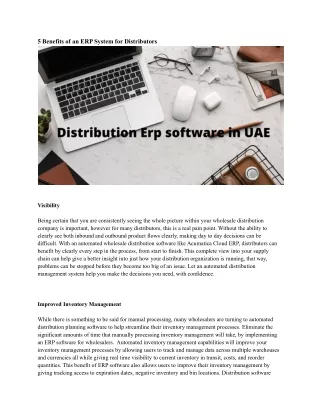 5 benefits of an erp system for distributors