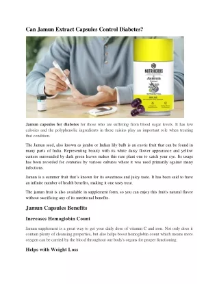 can jamun extract capsules control diabetes