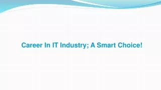 Career in IT Industry; A Smart Choice!