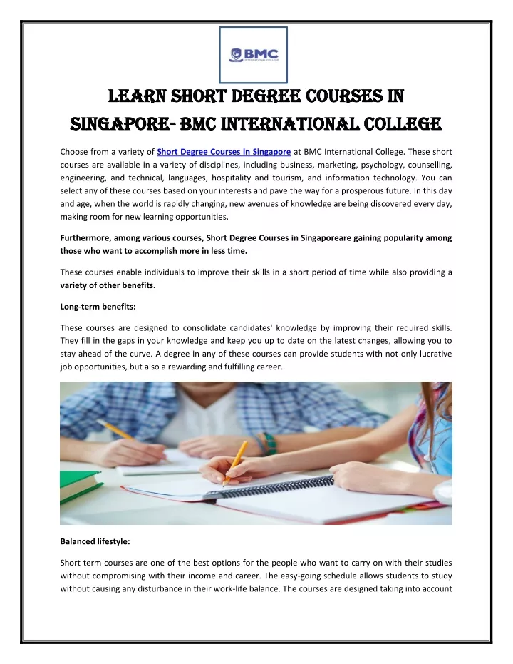 learn short degree courses in learn short degree