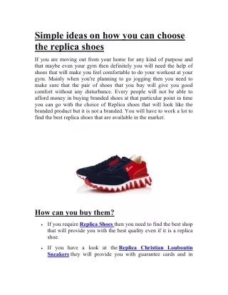 Simple ideas on how you can choose the replica shoes