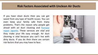 risk factors associated with unclean air ducts