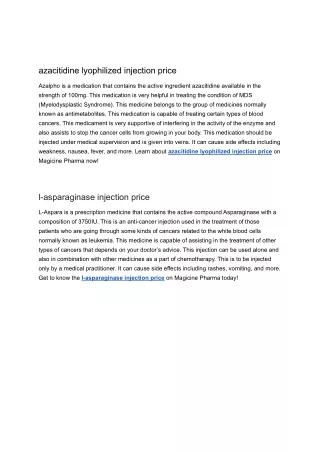 azacitidine lyophilized injection price