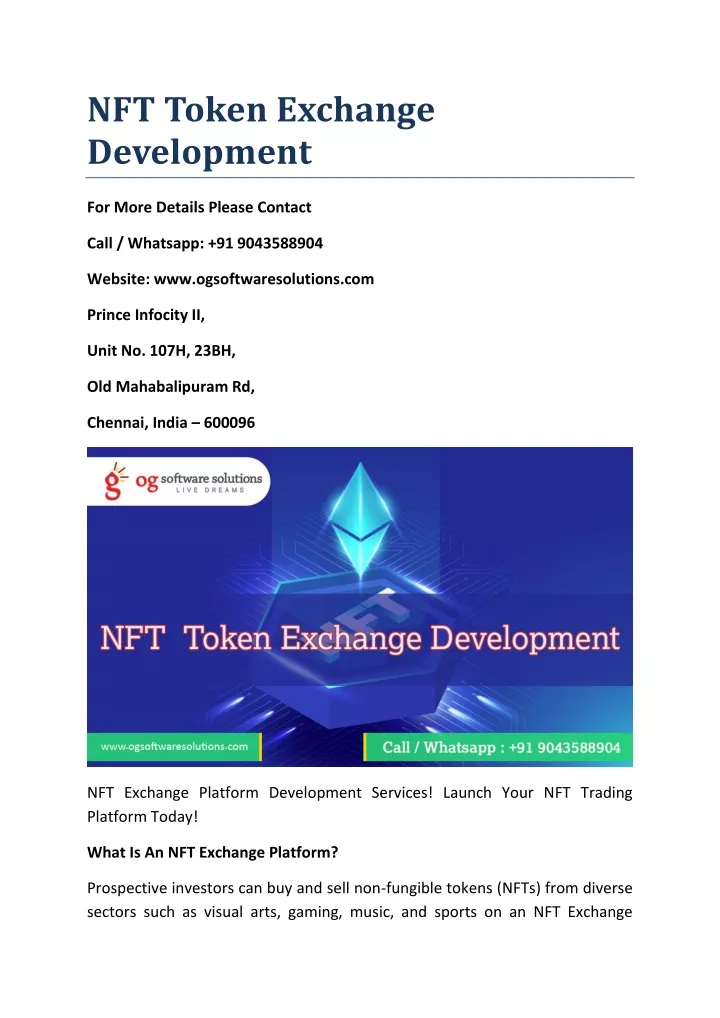 nft token exchange development