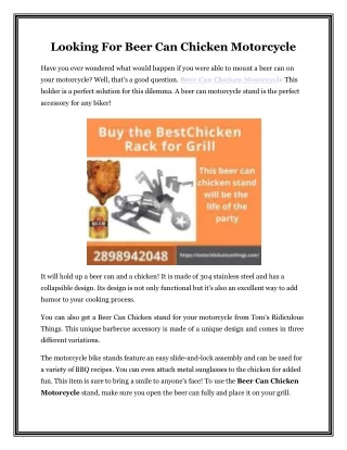 Looking For Beer Can Chicken Motorcycle