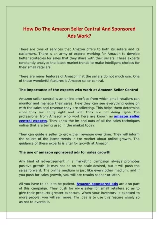 how do the amazon seller central and sponsored