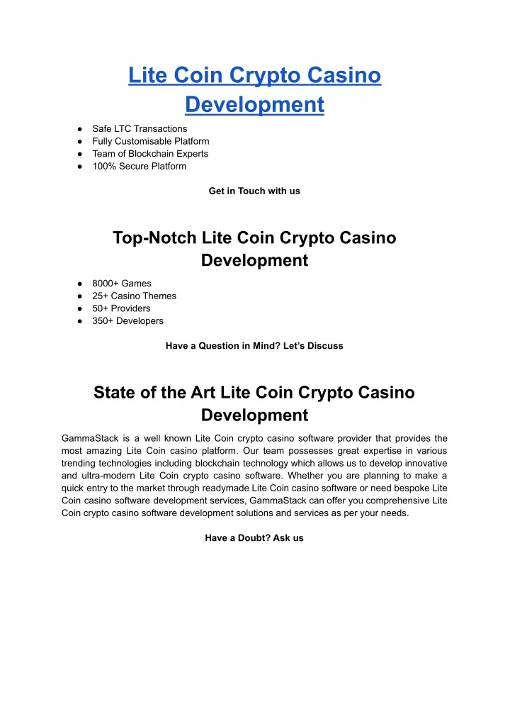 lite coin crypto casino development