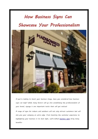 How Business Signs Can Showcase Your Professionalism