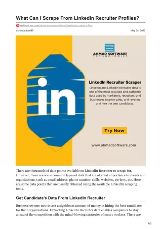what can i scrape from linkedin recruiter profiles