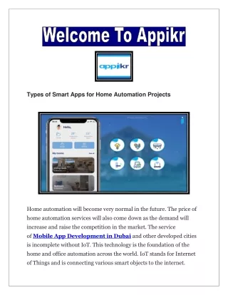 types of smart apps for home automation projects