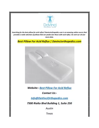 Best Pillow For Acid Reflux  Davinciorthopedics.com