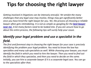 Tips for choosing the right lawyer