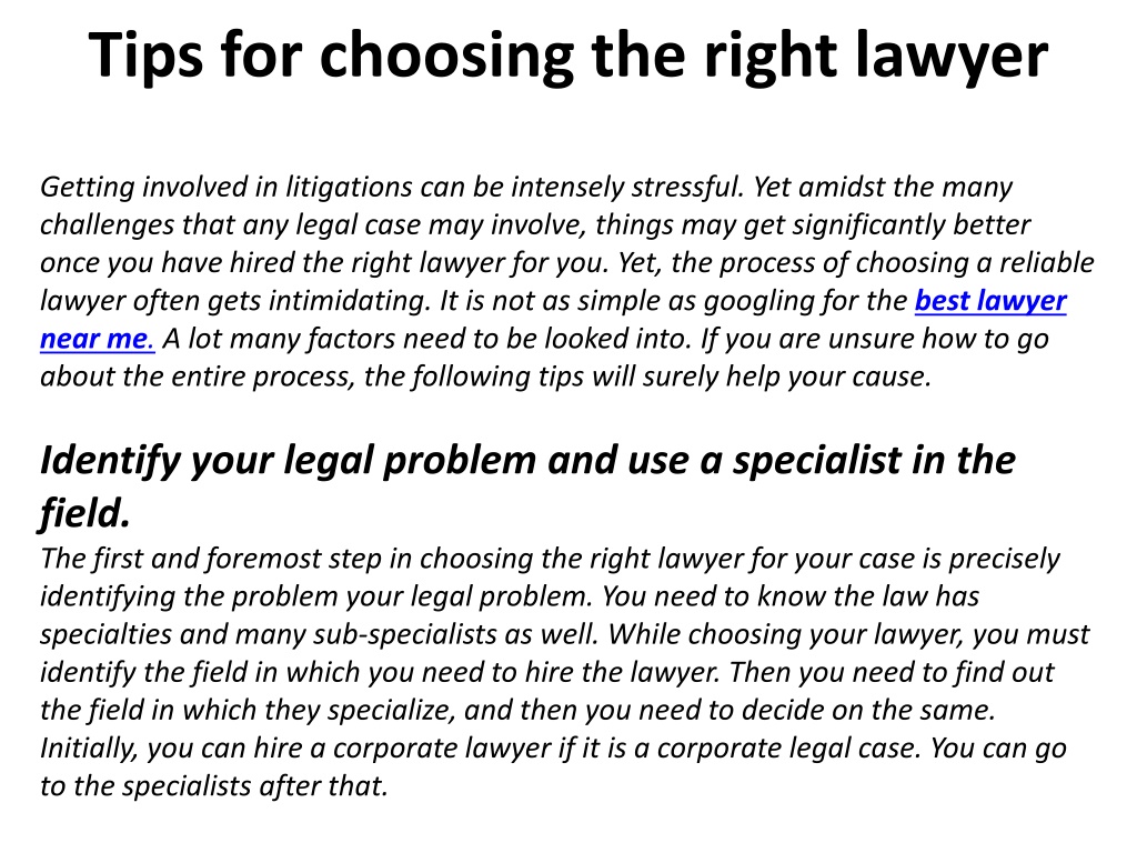 PPT - Tips for choosing the right lawyer PowerPoint Presentation, free ...