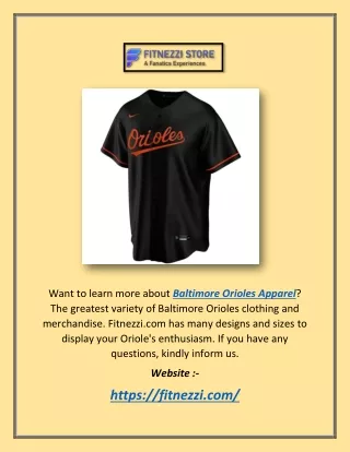 Baltimore Orioles Apparel | Fitnezzi.com