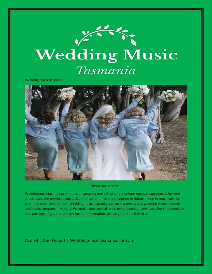 wedding music tasmania