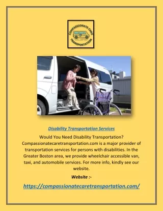 Disability Transportation Services | Compassionatecaretransportation.com