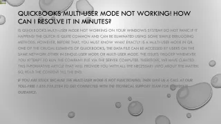 quickbooks multi user mode not working how can i resolve it in minutes