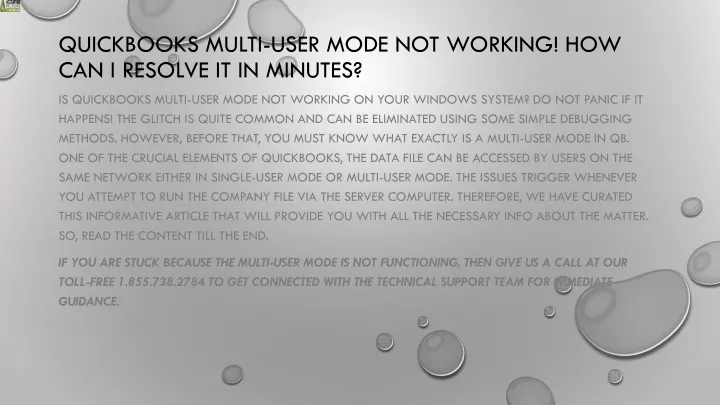 quickbooks multi user mode not working how can i resolve it in minutes