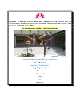 200 Hour Yoga Course Rishikesh  Yogavillagerishikesh.com