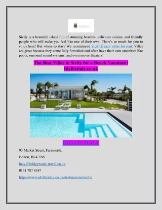 The Best Villas in Sicily for a Beach Vacation | Idyllicitaly.co.uk