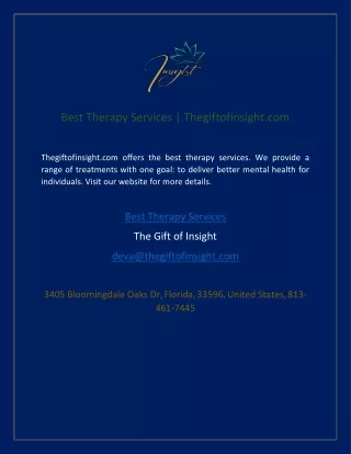 Best Therapy Services Thegiftofinsight