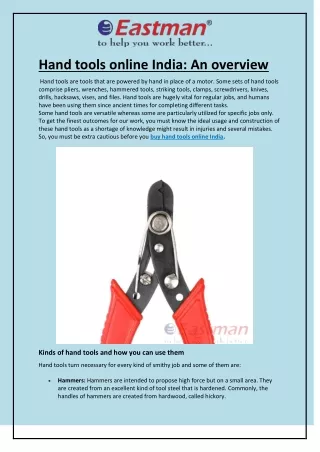 hand tools online india an overview