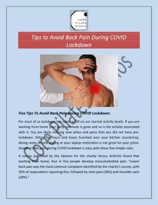 Five tips to avoid back pain during COVID lockdown