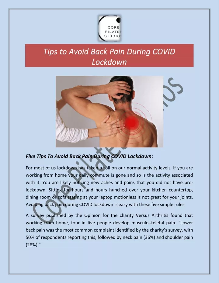 tips to avoid back pain during covid tips