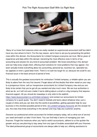 pick the right accountant staff with us right now