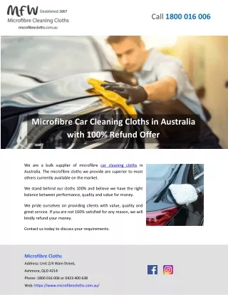 Microfibre Car Cleaning Cloths in Australia with 100% Refund Offer